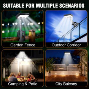 Clip on Solar Lights Outdoor with Motion Sensor 92 LEDs 600LM Solar Fence Lights,6000K Waterproof Se