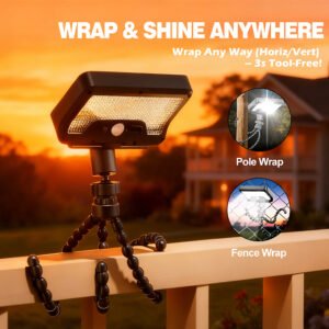 Clip on Solar Lights Outdoor with Motion Sensor 92 LEDs 600LM Solar Fence Lights,6000K Waterproof Se
